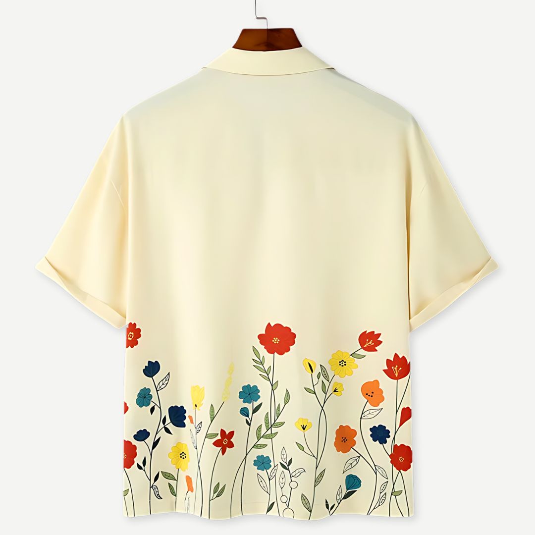 Herrskjorta med Krage Blommig Sommarstil 1