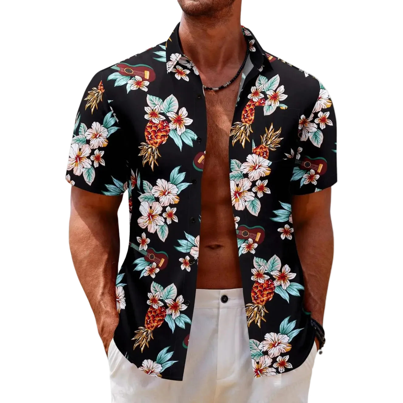 Herrskjorta med Tropiskt Blommönster 0