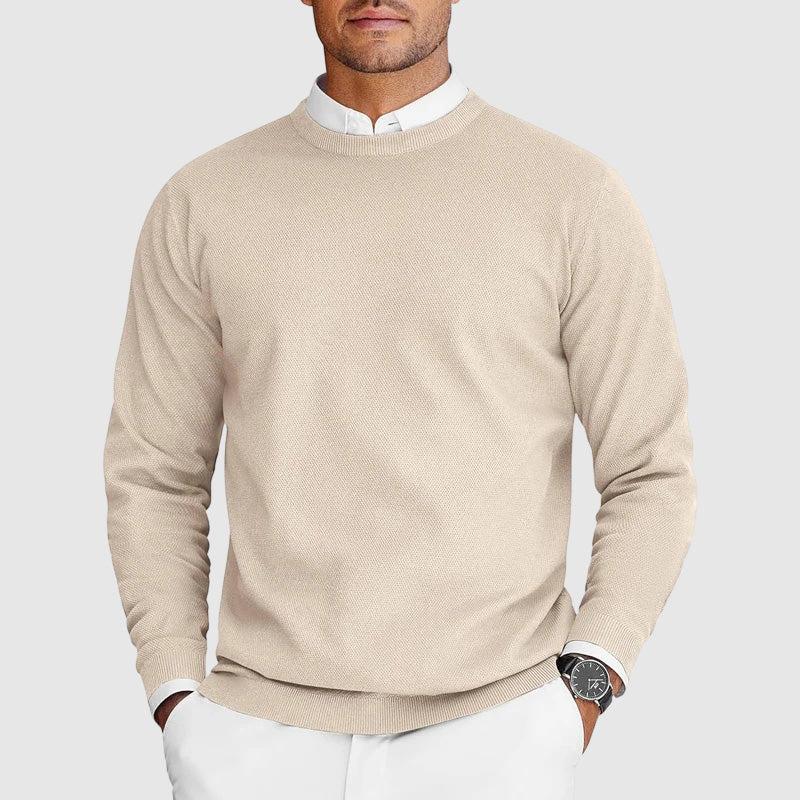 Herrtröja med Ribbad Design och Rund Hals 2