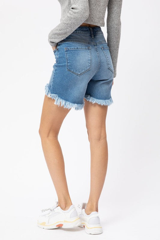 Hög midja Hi-Low Shorts Denim 3