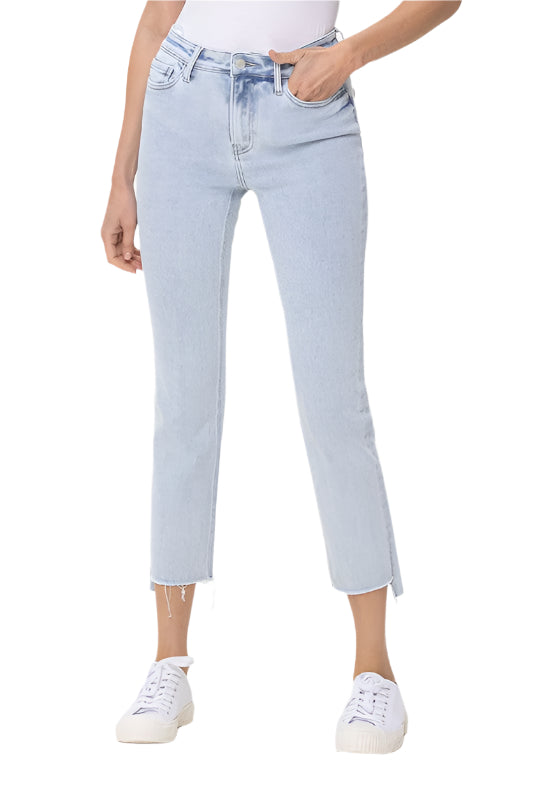 Hög midja raka jeans i ljus denim 0