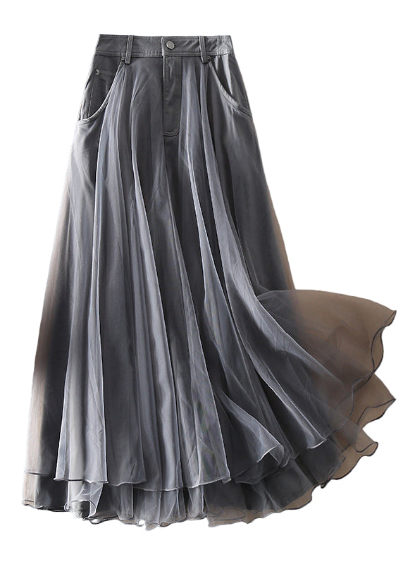 Högmidjad Tyllkjol i Grå för Dam 0