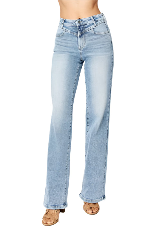 Högmidjade Retro Jeans för Damer i Medium Denim 0