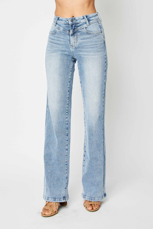 Högmidjade Retro Jeans för Damer i Medium Denim 2