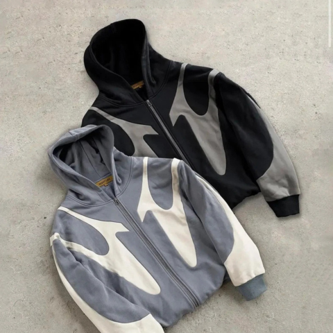 Hoodie Män Retro Design med Dragkedja 1