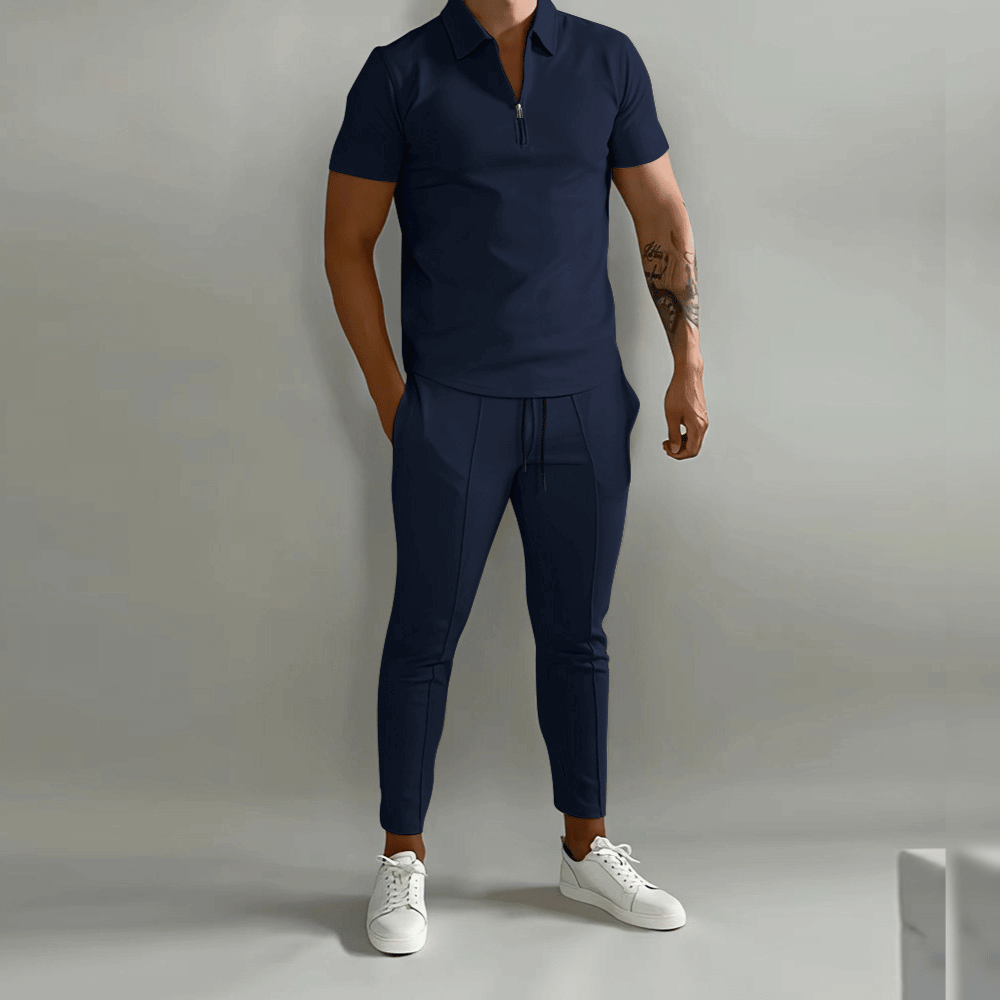 Variant image for Herr Joggingdräkt Set Slim Fit Polyester med Halv Dragkedja-1