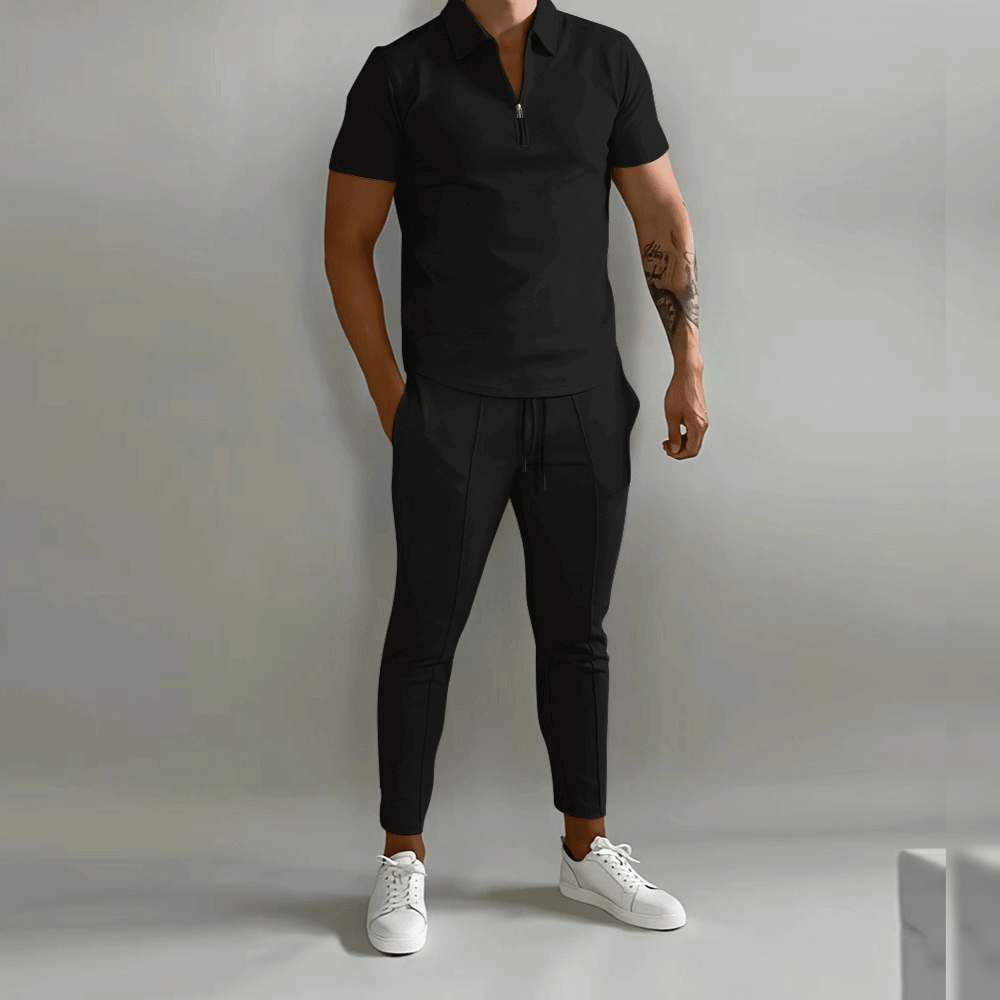 Variant image for Herr Joggingdräkt Set Slim Fit Polyester med Halv Dragkedja-22
