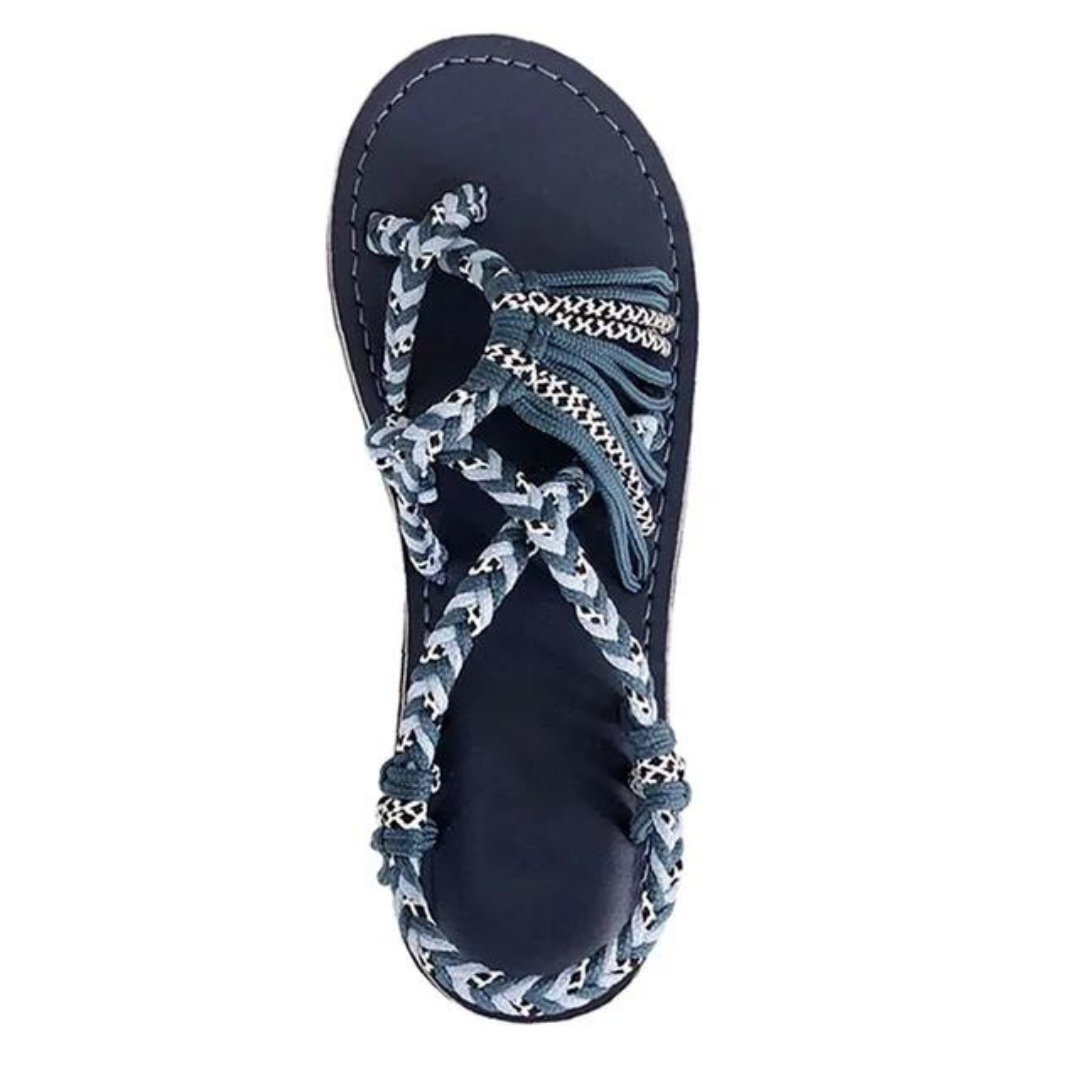 Handvävda rep platta sandaler