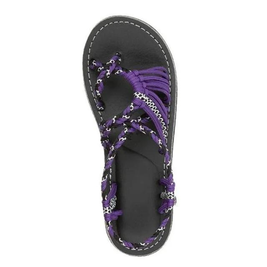 Handvävda rep platta sandaler