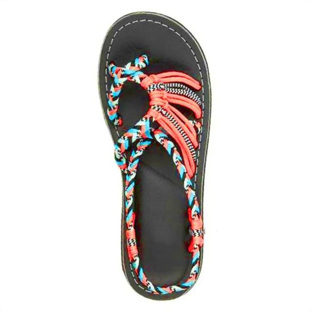 Handvävda rep platta sandaler