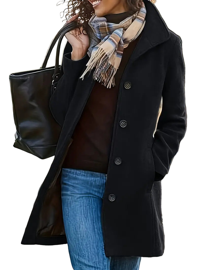 Kvinna Enknappskappa i Stilren Design 0