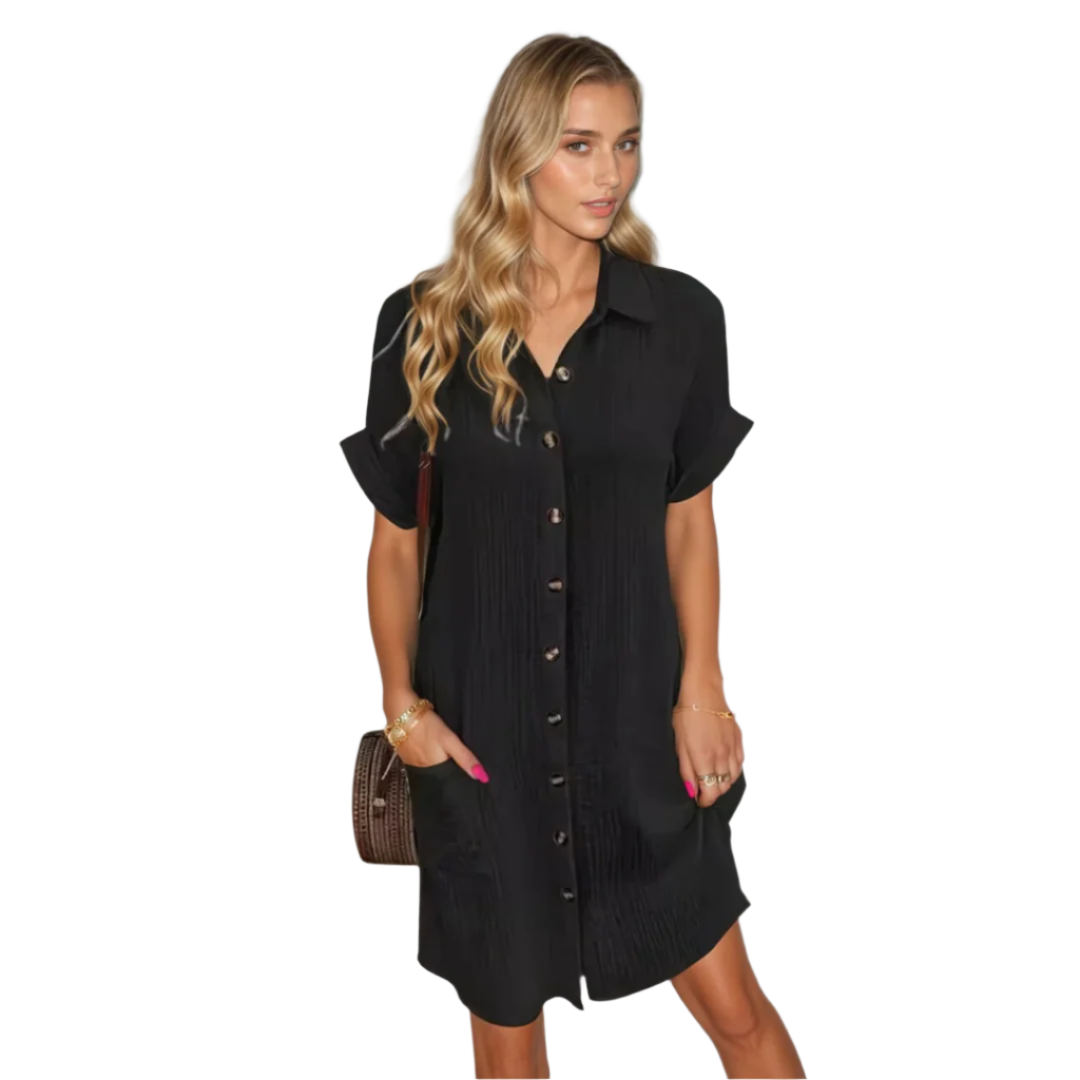 Kvinna Kortärmad Klänning Avslappnad Stil 0