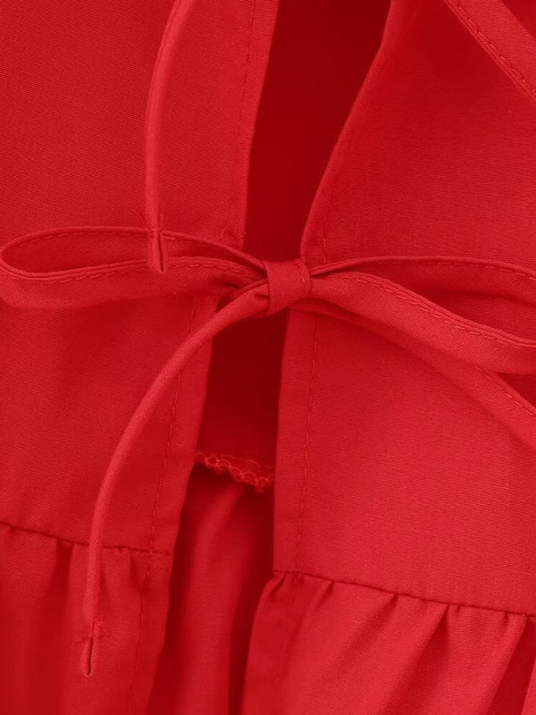 Kvinna Puffärmad Kort Topp med Spaghettiband Polyester 1