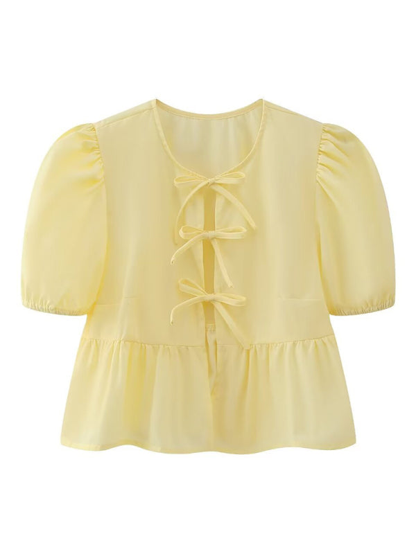 Kvinna Puffärmad Kort Topp med Spaghettiband Polyester 8