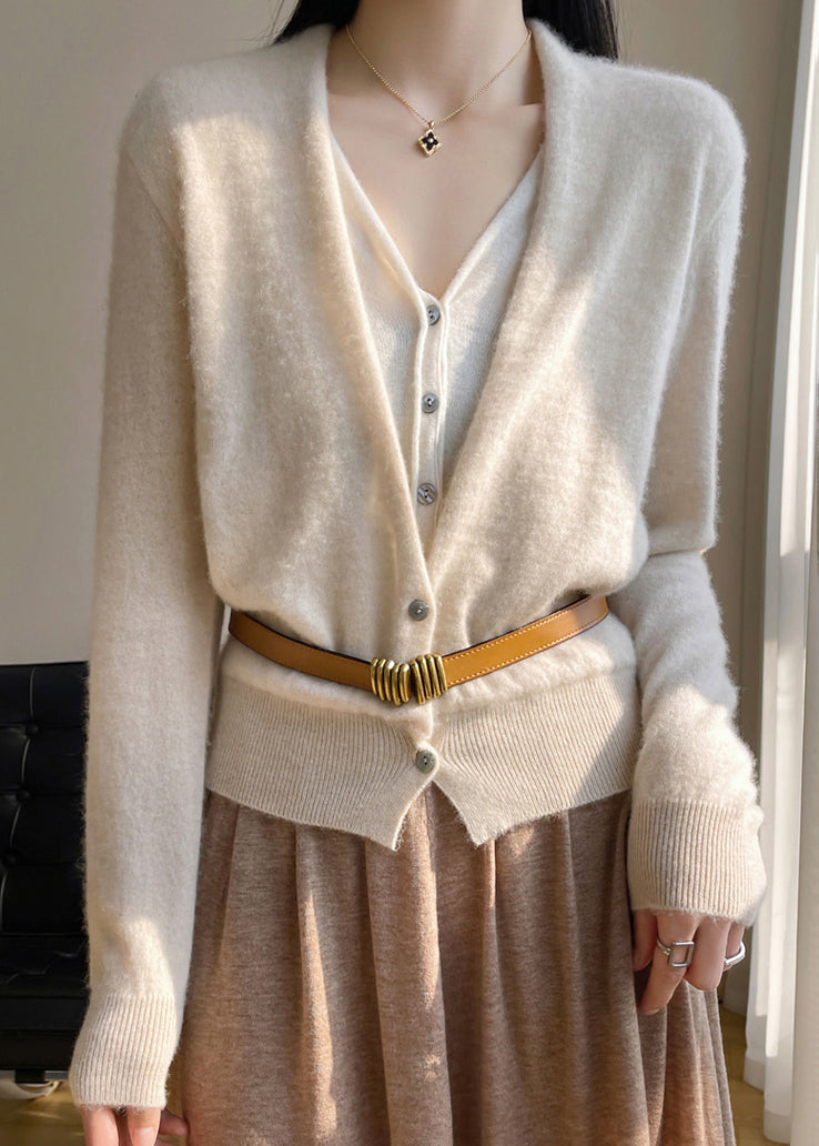 Kvinna V-ringad Tröja med Knapp och Patchwork 2