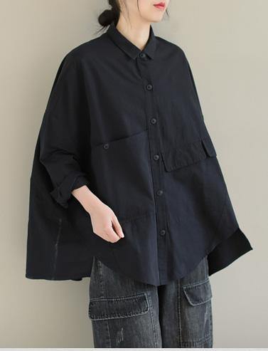 Kvinnors Asymmetrisk Kort Blus med Krage 4