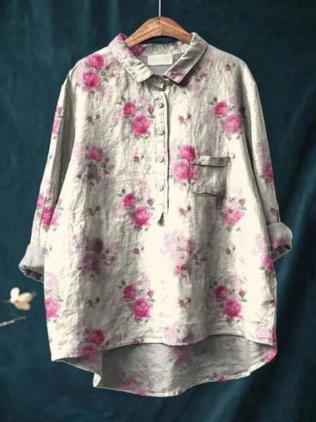Kvinnors Blommig Blus Tidlös Stil 11