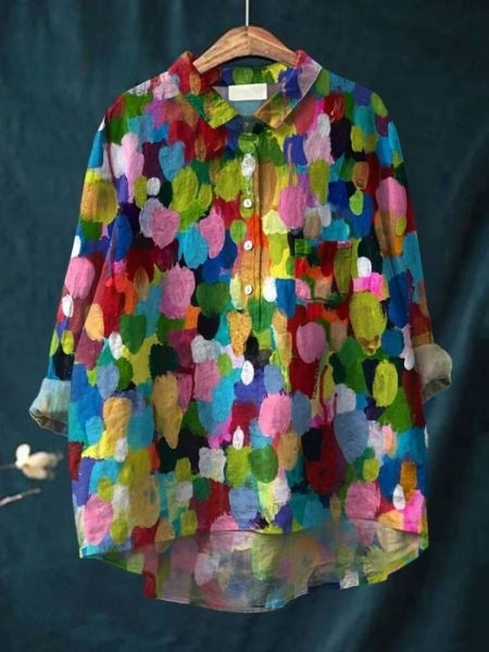 Kvinnors Blommig Blus Tidlös Stil 7