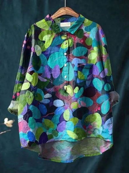 Kvinnors Blommig Blus Tidlös Stil 9