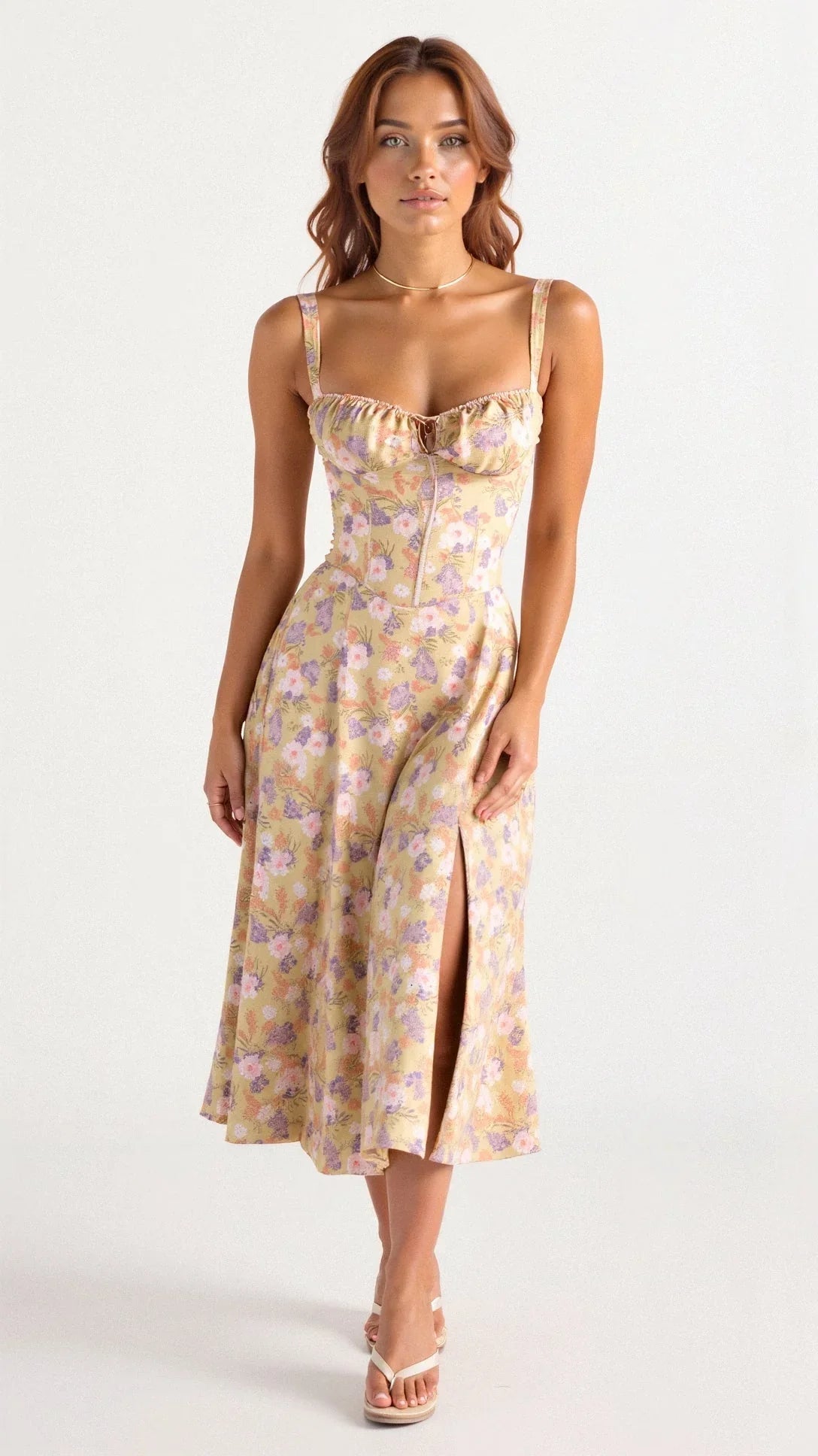 Kvinnors Blommig Bustier Klänning 3