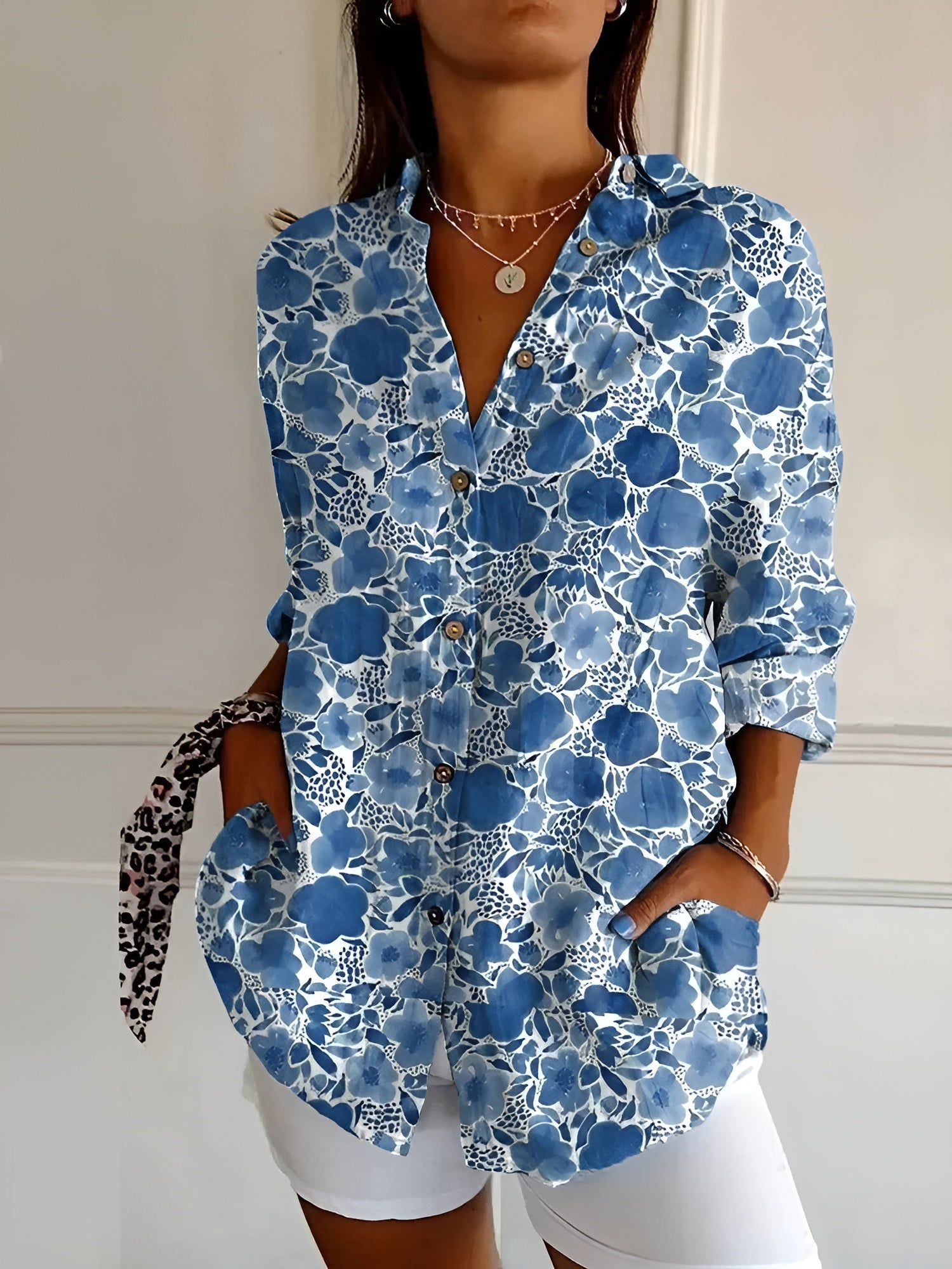 Kvinnors Blus med Unika Tryck Lekfull Design 1