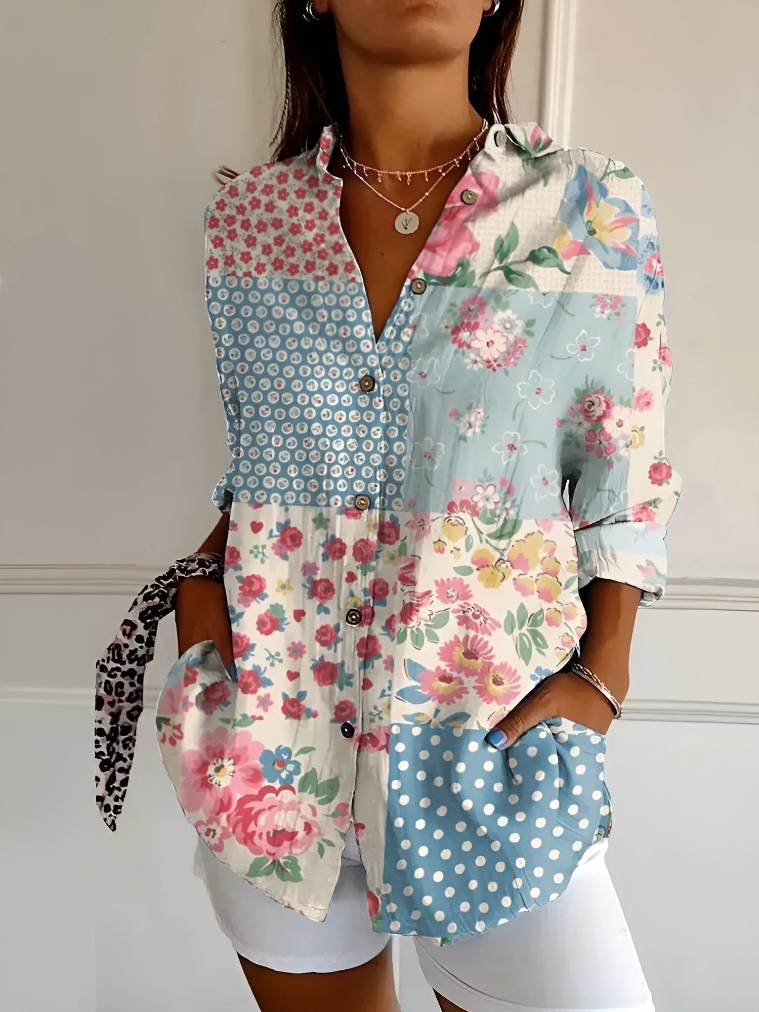 Kvinnors Blus med Unika Tryck Lekfull Design 2
