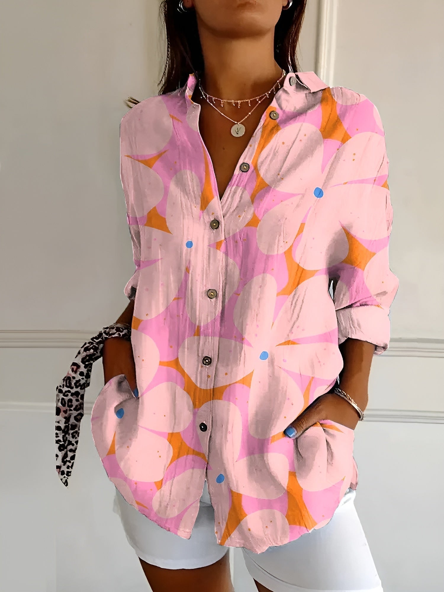 Kvinnors Blus med Unika Tryck Lekfull Design 5