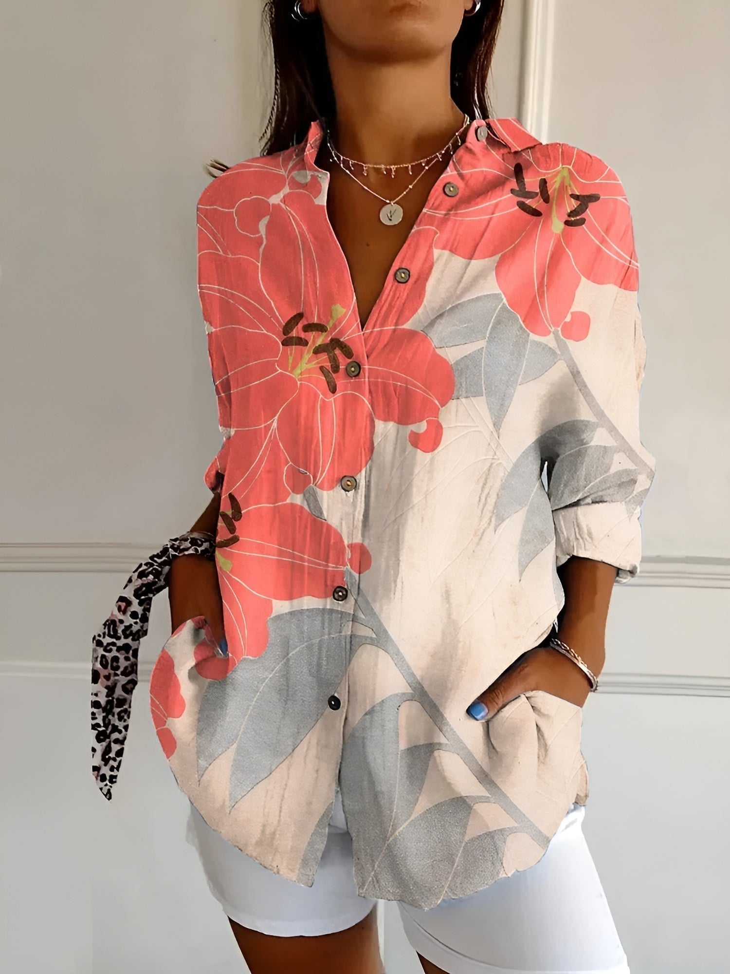 Kvinnors Blus med Unika Tryck Lekfull Design 6