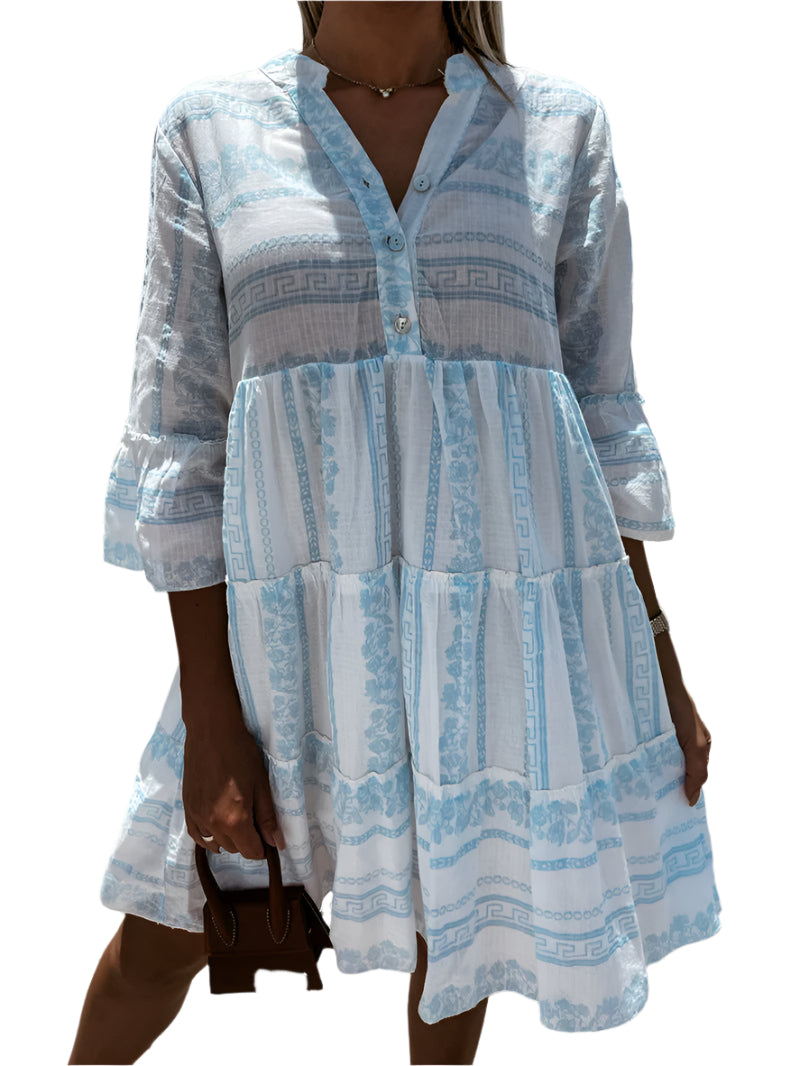 Kvinnors Boho Klänning Luftig Mönster Lätt Tyg 0