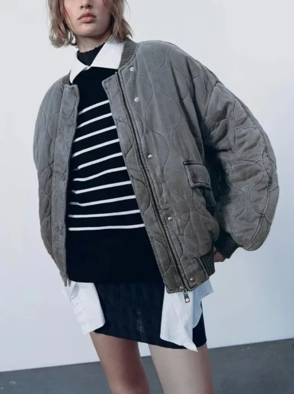 Kvinnors Bomullsjacka med Rund Hals 1