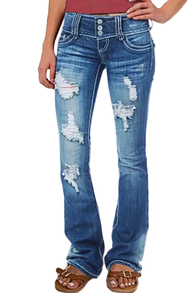 Kvinnors Bootcut Jeans Hög Midja 0