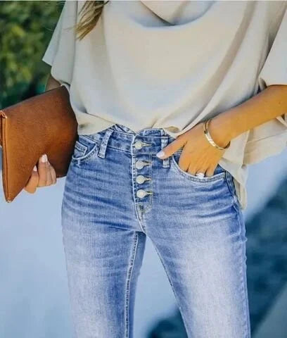 Kvinnors Bootcut Jeans Hög Midja 5