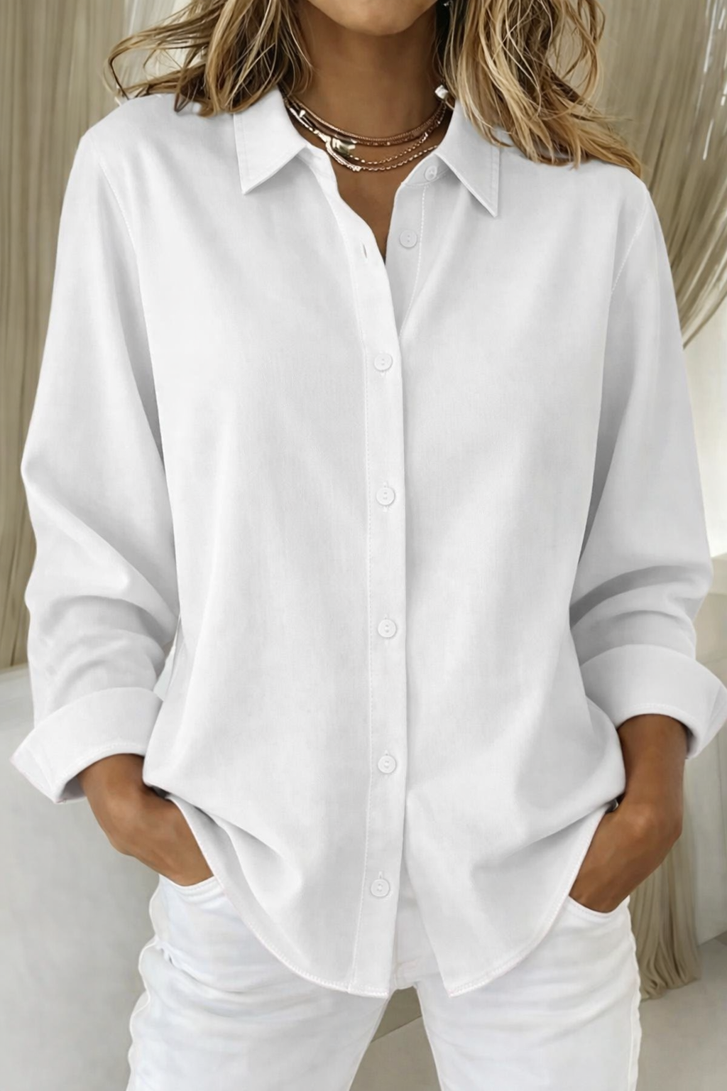 Kvinnors Button-Down Blus med Klassisk Design 4