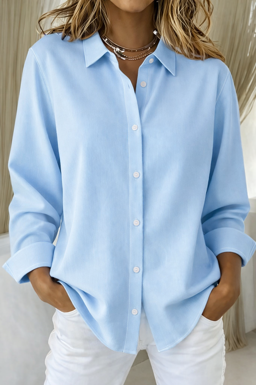 Kvinnors Button-Down Blus med Klassisk Design 5