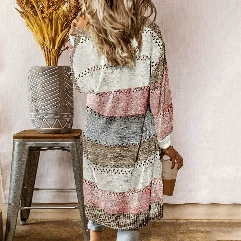 Kvinnors Casual Cardigan Randig 1