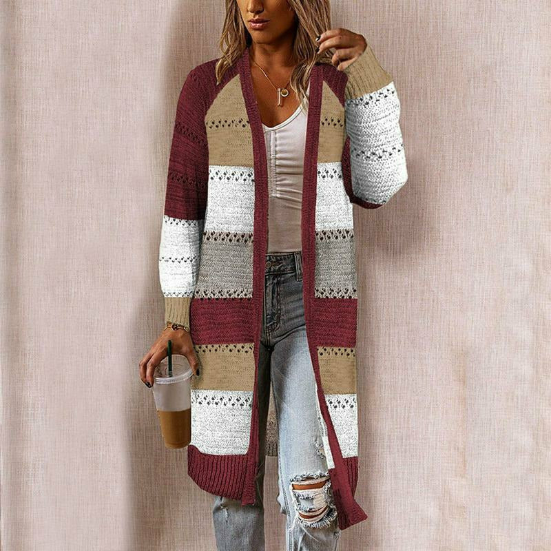 Kvinnors Casual Cardigan Randig 3