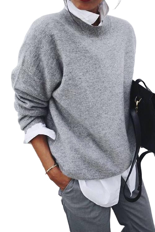 Kvinnors Casual Tröja med Krage Falsk Två Delar 0