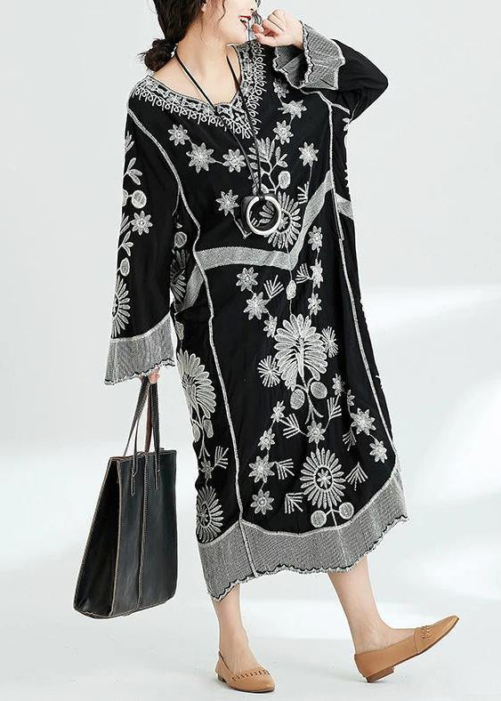 Kvinnors Chiffon Klänning med V-ringning och Lös Passform 3