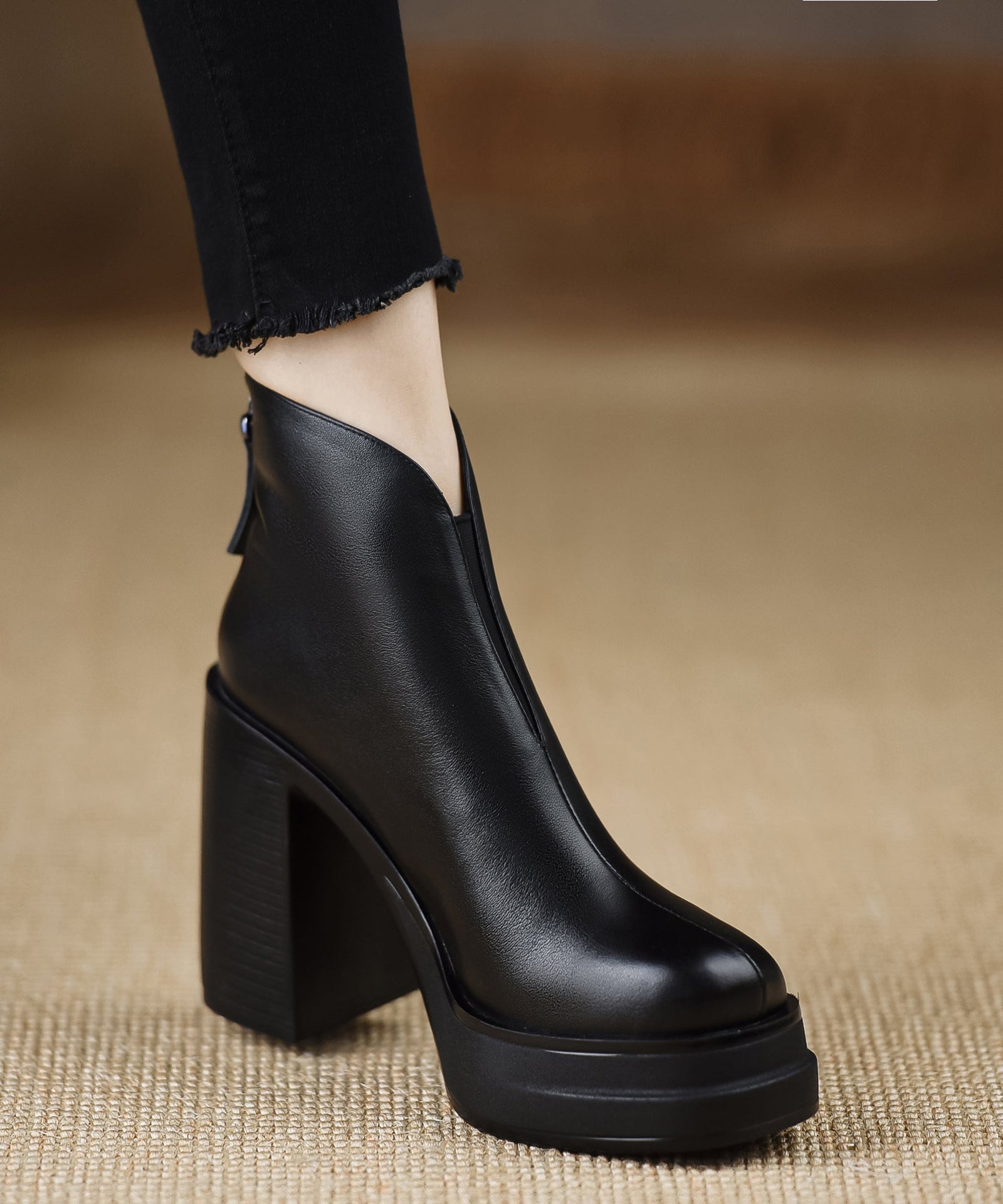 Kvinnors Chunky Boots med Höga Klackar 1