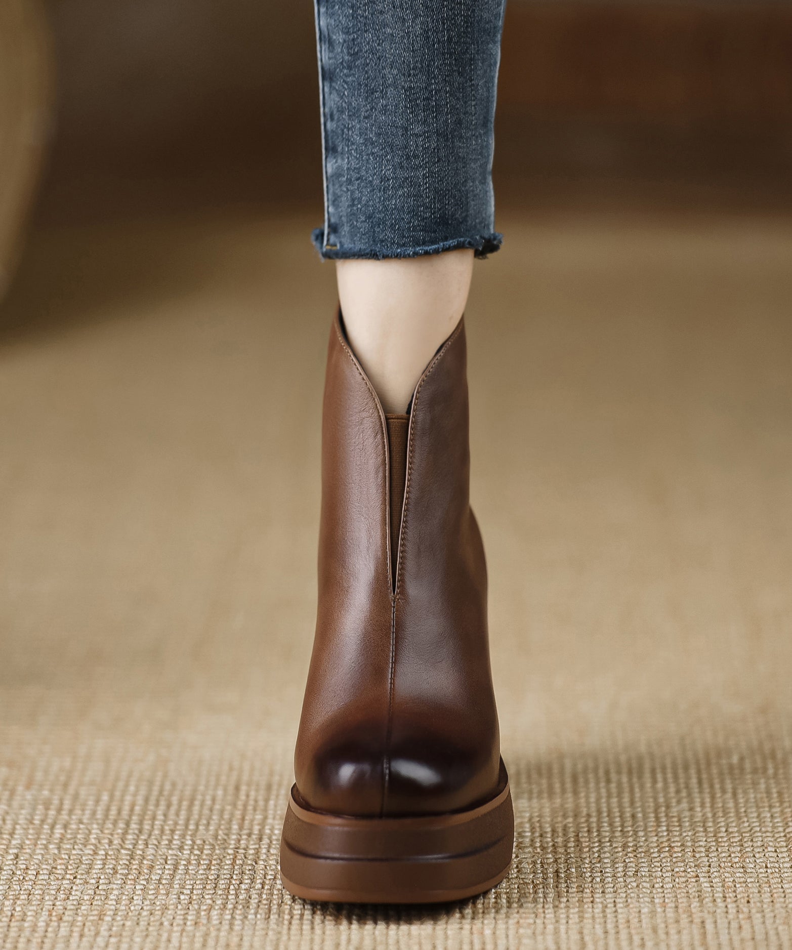 Kvinnors Chunky Boots med Höga Klackar 2