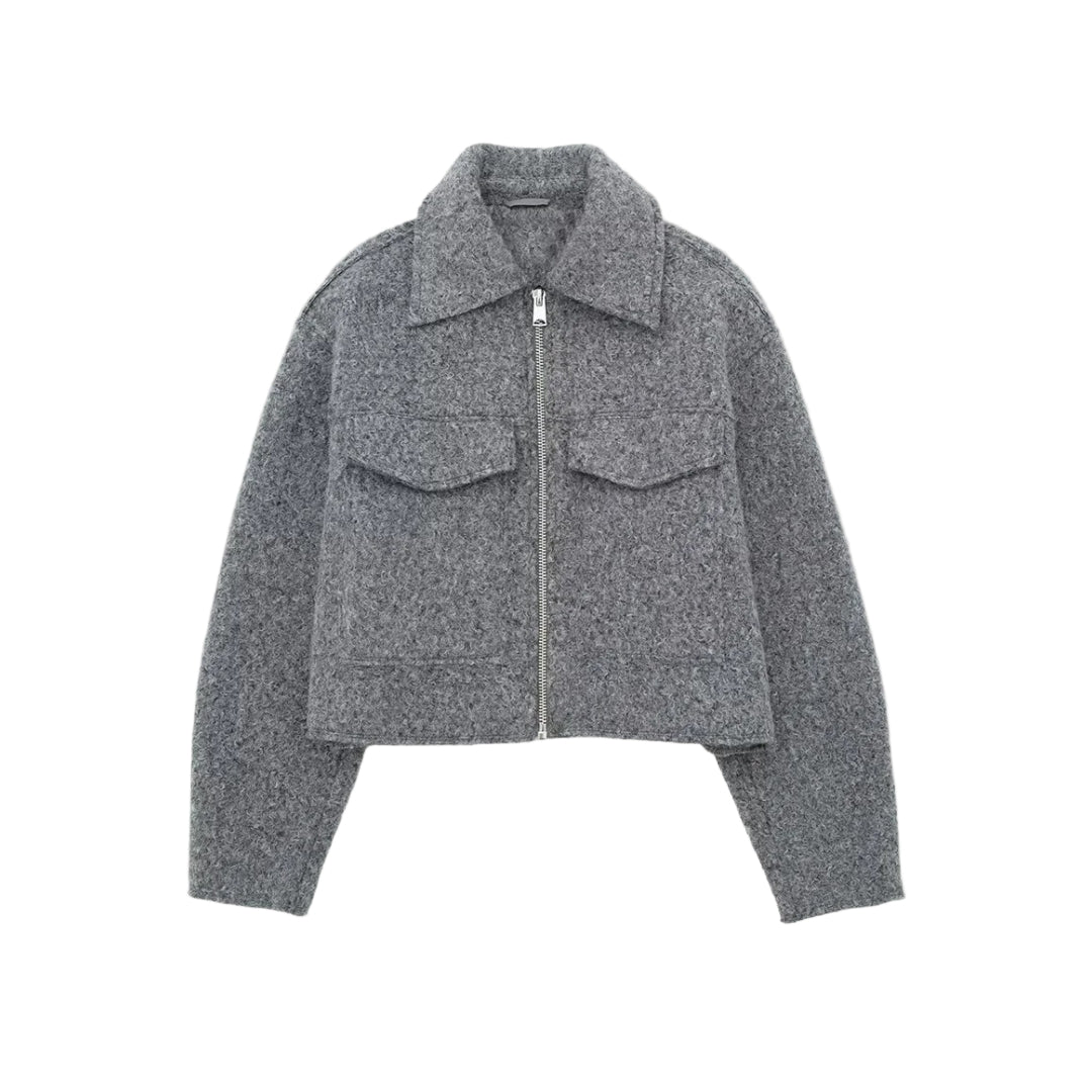 Kvinnors Croppad Jacka med Strukturerad Design 0