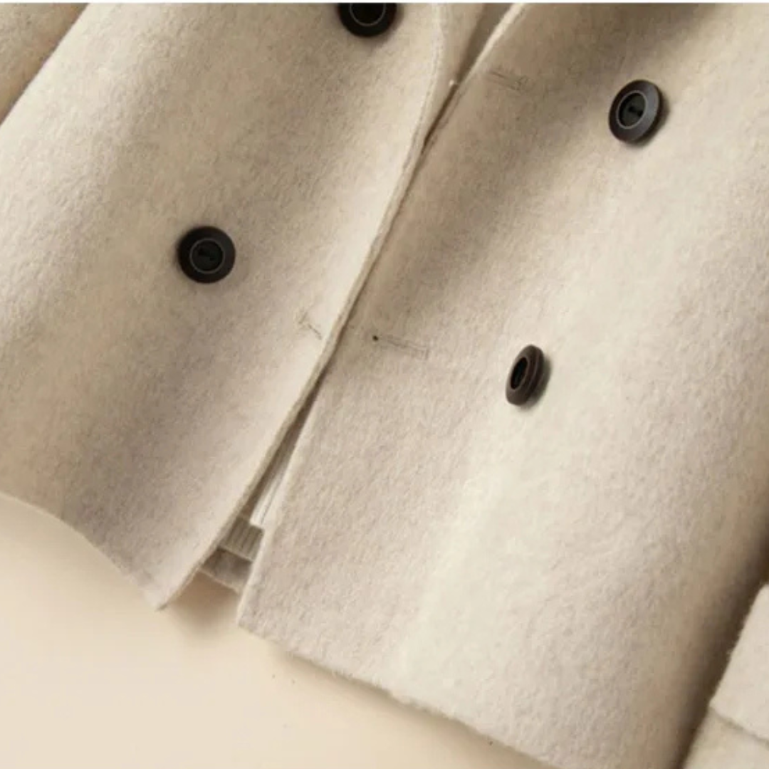 Kvinnors Dubbelknäppt Jacka Klassisk Stil 3