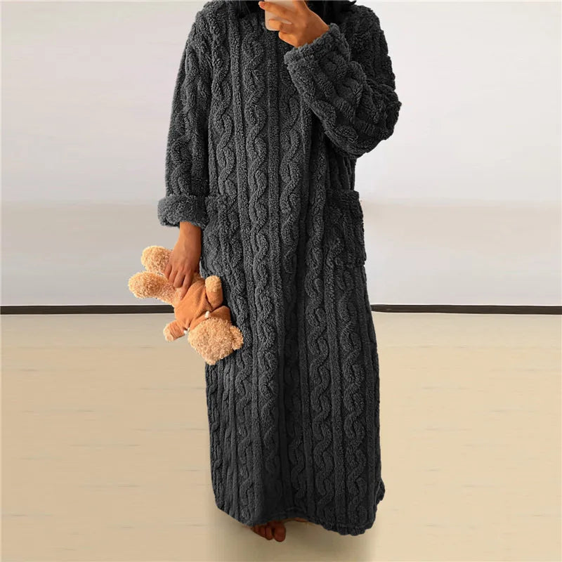 Kvinnors Fleece Klänning Mysig 6