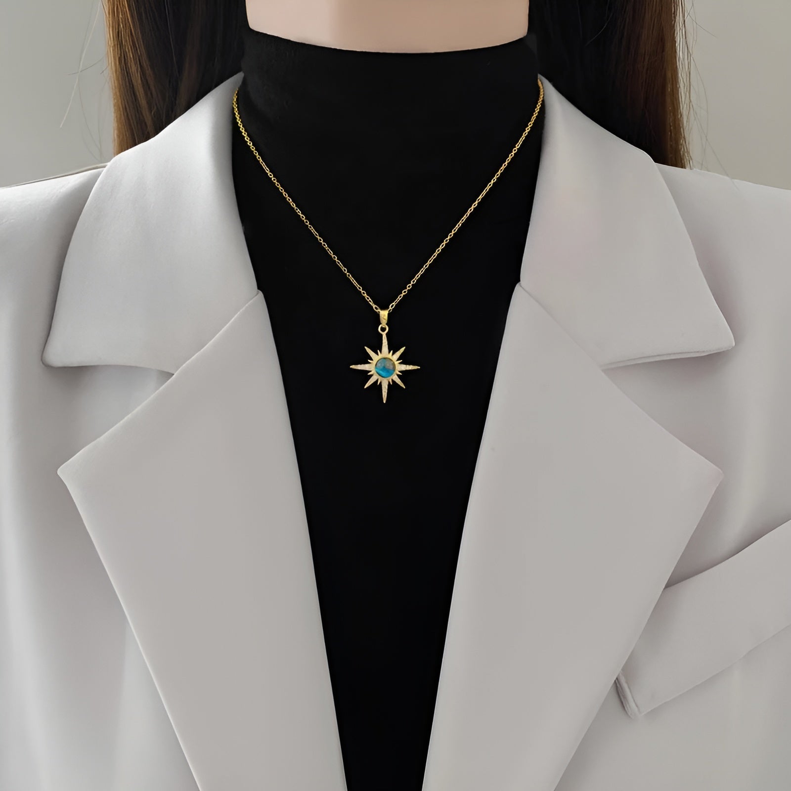 Kvinnors Halsband med Akvamarin och Kristaller 1