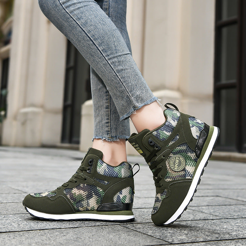Kvinnors Höga Sneakers Kamouflagedesign Trendiga och Bekväma 4
