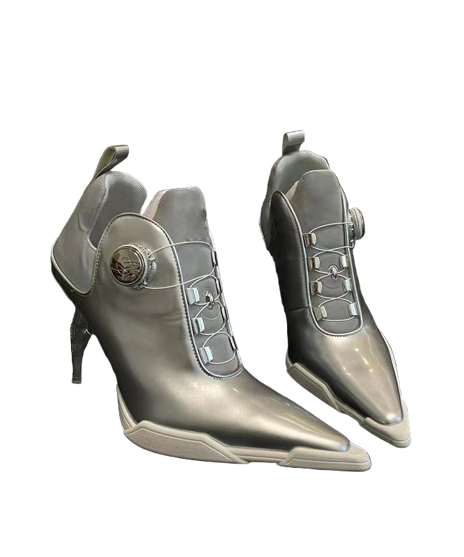 Kvinnors Högklackade Stövlar Spetsig Tå 0