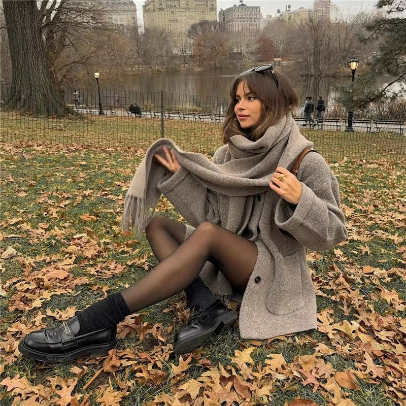 Kvinnors Kappa med Integrerad Sjal Modern Stil 4