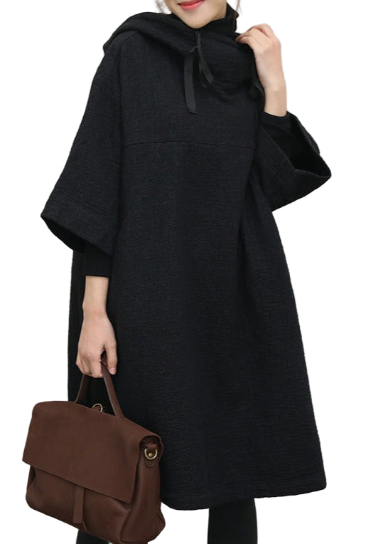 Kvinnors Klänning med Huva och Halvärmar 0