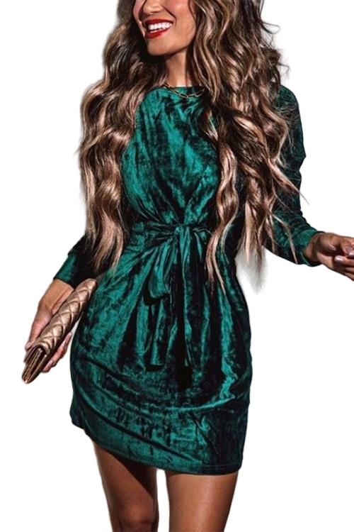 Kvinnors Klänning med Knytning i Midjan Långärmad 0