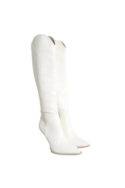 Kvinnors Knähöga Cowboystövlar Vit 0